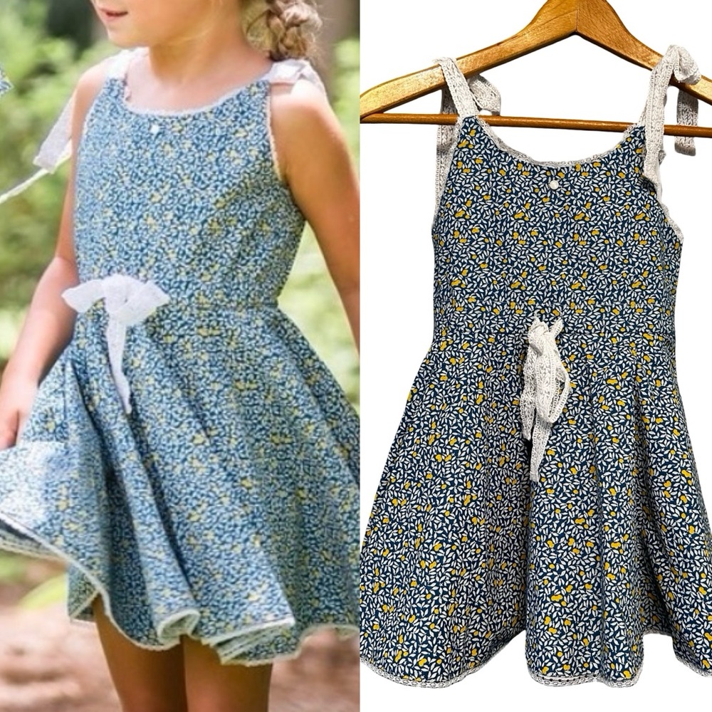 Well Dressed Wolf Blue Floral Tie Strap Dress 5YCottagecore Summer Twirl Boho